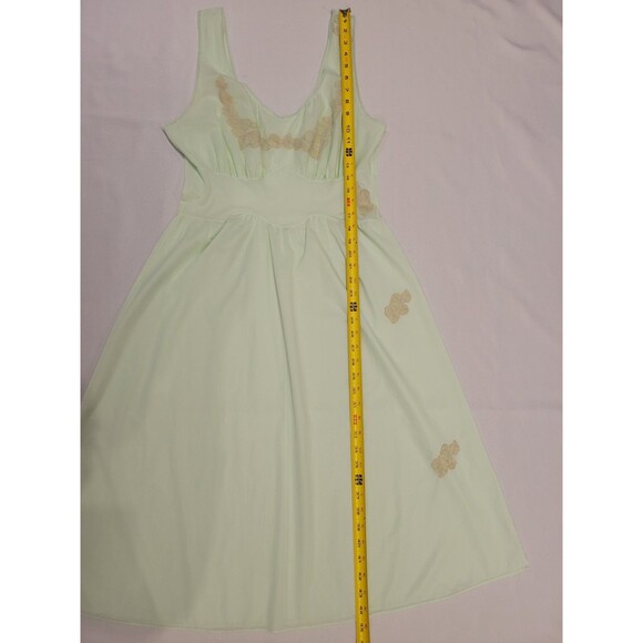 Vintage Nightgown Womens *Medium Mint Green Embroidered Midi Night Dress - Picture 10 of 12